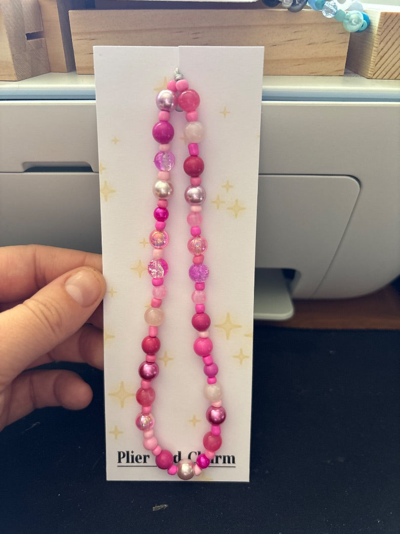 Plier and Charm Phone strap,  Pink Medium