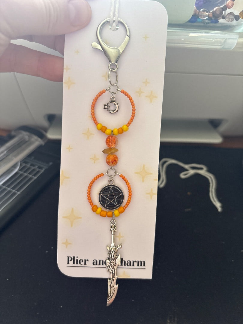 Plier and Charm Large keychain,  Orange Large