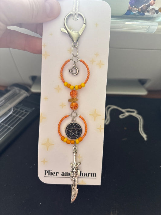 Plier and Charm Large keychain,  Orange Large