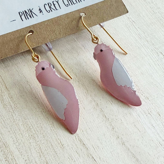Lacroz & Co. Designs Pink & Grey Galah Earrings