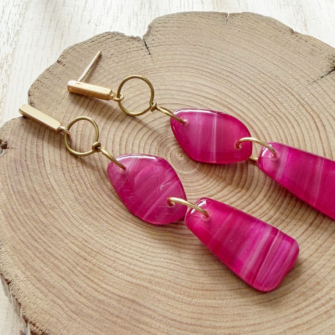 Lacroz & Co. Designs Amalfi | Gold Pink Dangle Earrings