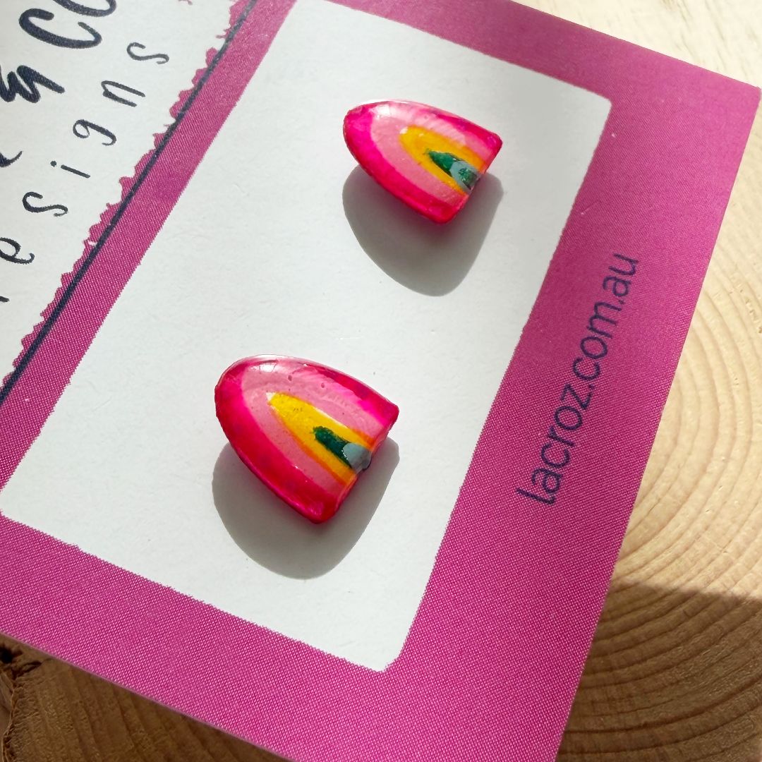Lacroz & Co. Designs Pink Rainbow | Mini Stud Earrings