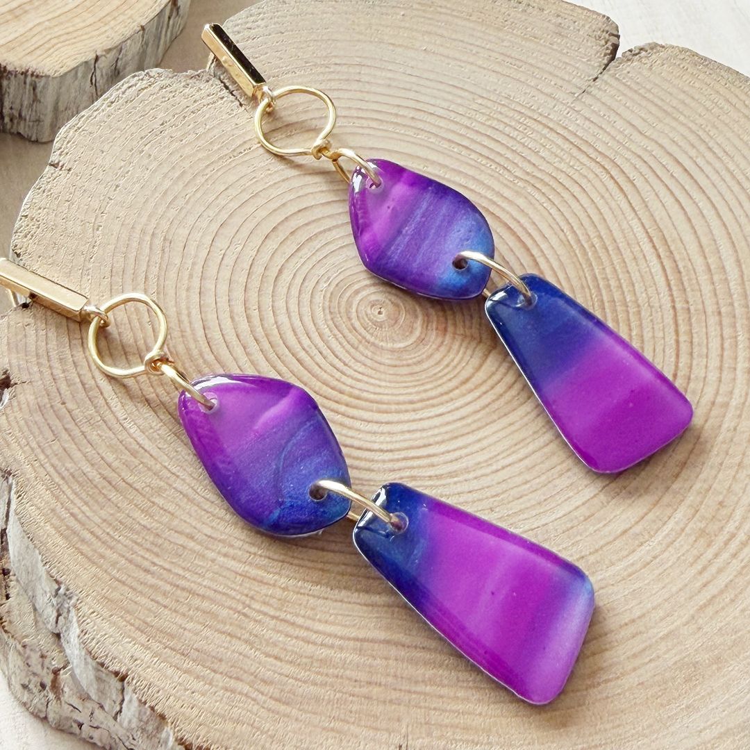 Lacroz & Co. Designs Amalfi | Gold Purple Dangle Earrings