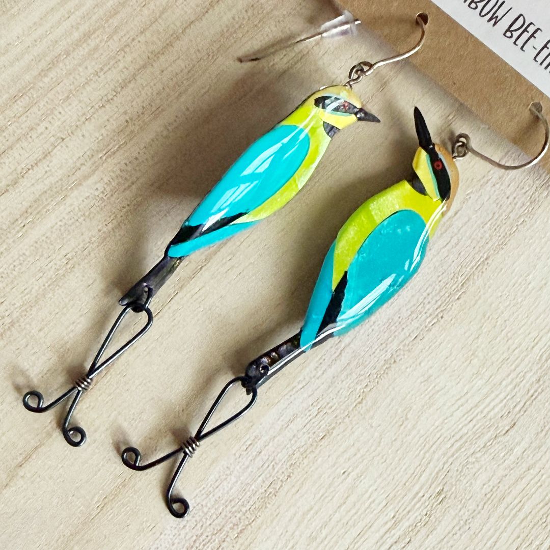 Lacroz & Co. Designs Rainbow Bee-Eater Statement Earrings