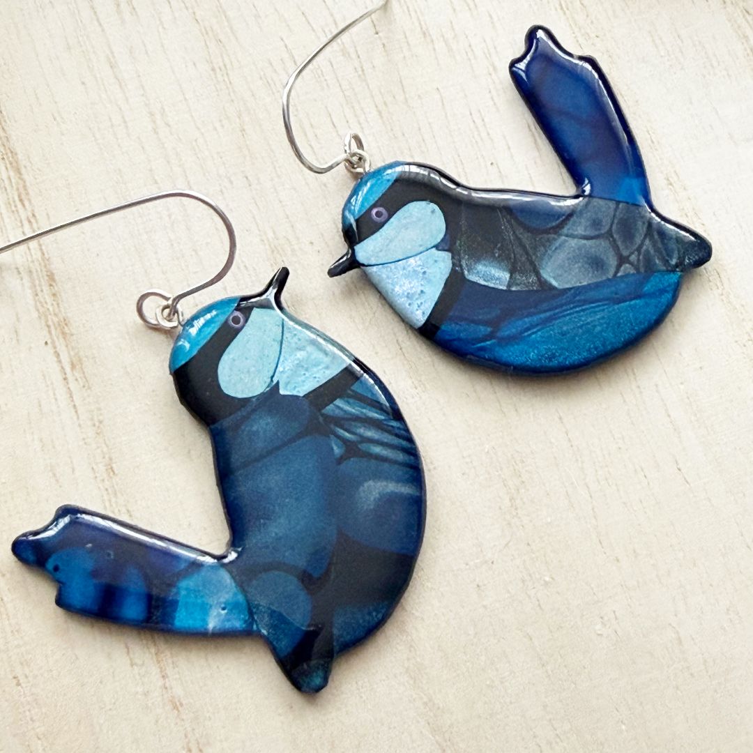Lacroz & Co. Designs Splendid Fairy Wren Statement Earrings