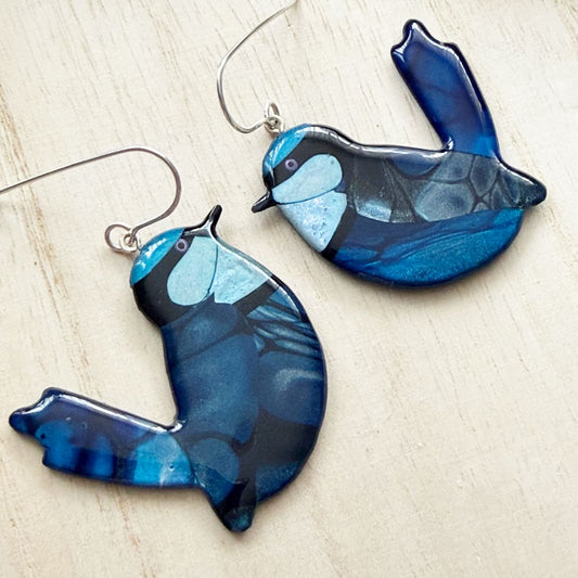Lacroz & Co. Designs Splendid Fairy Wren Statement Earrings
