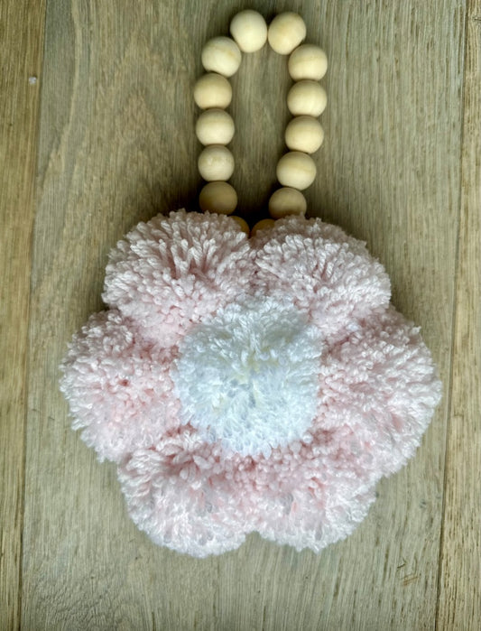 P and P Pompom Homewares,  White with Ballet Pink Small