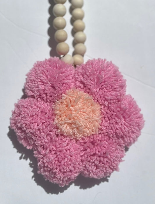 P and P Pompom Pompom Daisy,  Bright Pink with peach Medium