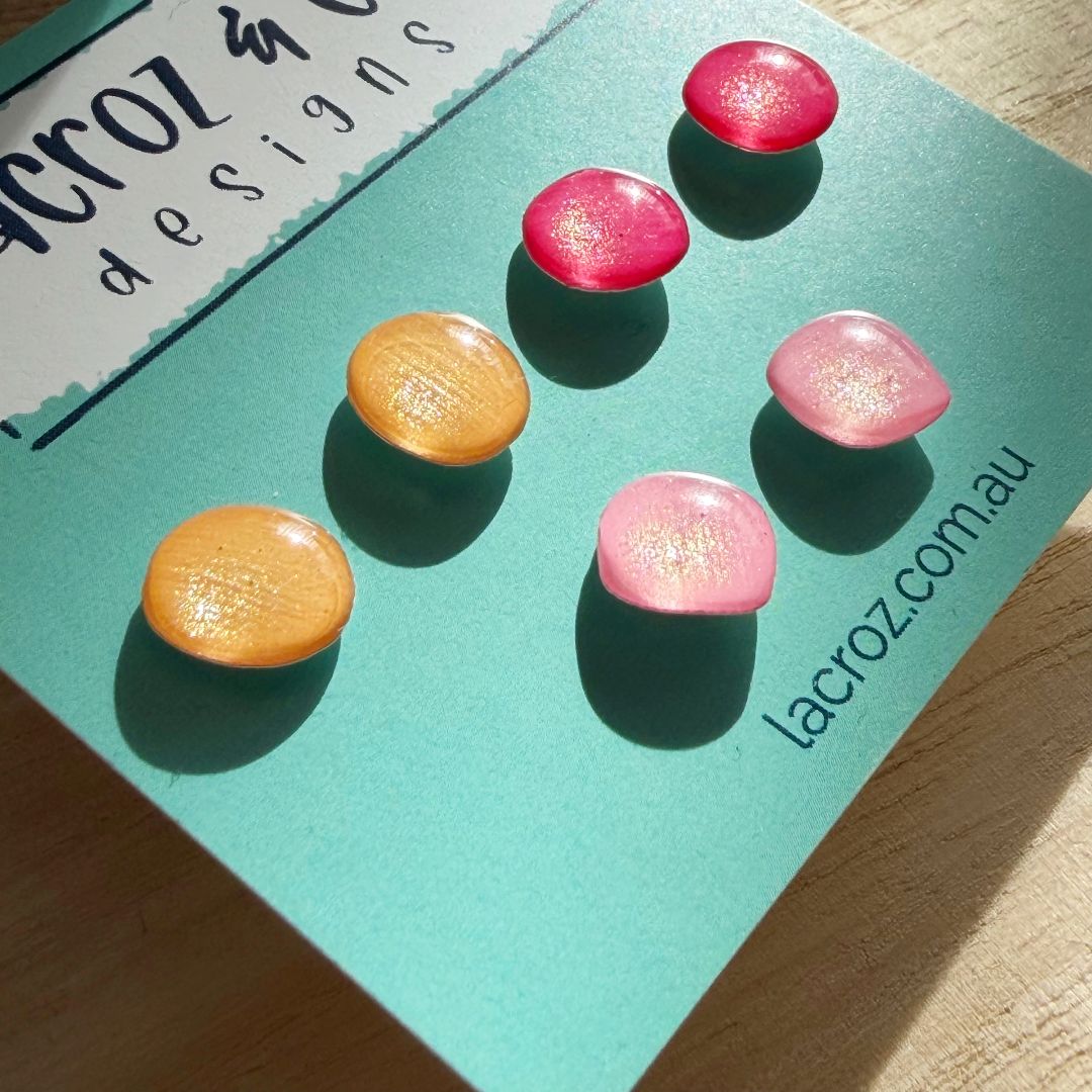 Lacroz & Co. Designs Earring Stud Set | Yellow & Pink